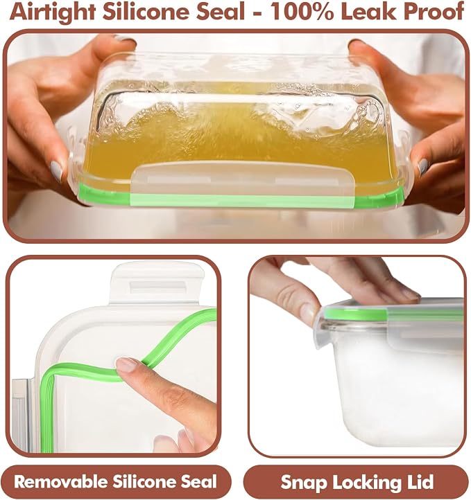 Razab 16 Pc (Set of 8) 30 Oz Glass Meal Prep Containers with Lids, Airtight Large Glass Food Storage Containers, Reusable Leak Proof BPA Free, Freezer to Oven and Dishwasher Safe - Image 4