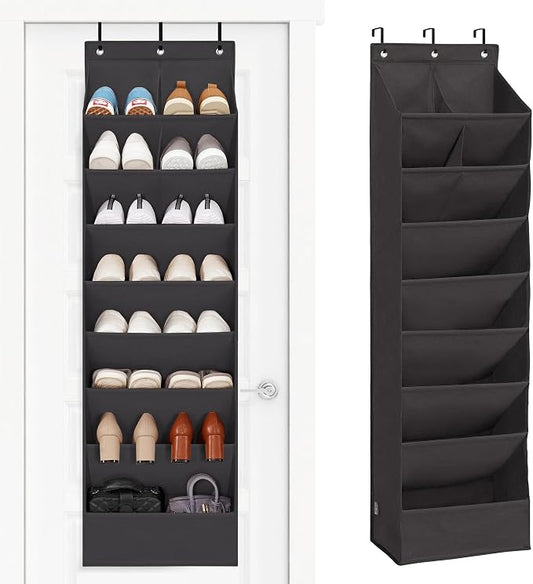 STORAGE MANIAC Over the Door Shoe Organizer Heavy-Duty Large Deep Pocket Hanging Shoe Organizer Shoe Rack Door Closet Shoe Organizer for Wall, Dorm & Narrow Door Storage Shoe Holder Black, 1 Pack by STORAGEMANIAC