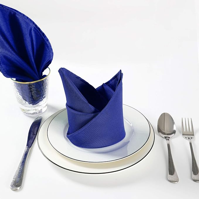 Cloth Napkins 20x20 inch Washable Polyester Dinner Napkins Soft Table Napkins for Wedding Party Dining Banquet(Royal Blue,100PCS) - Image 5