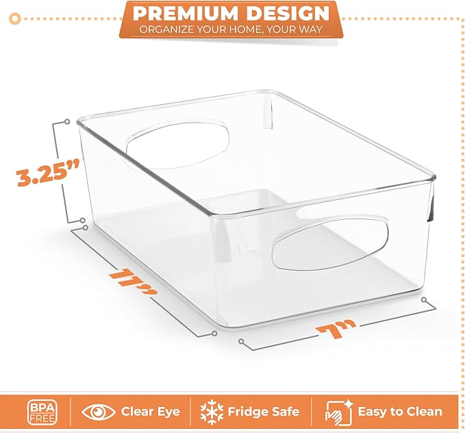Sorbus Large Clear Plastic Storage Bins, 10 Pack Clear Organizer Bins with Handles, Plastic Storage Bins for Closet, Pantry, Fridge, Medicine Cabinet Organizer, Shelves, Freezer, Drawer - Image 3