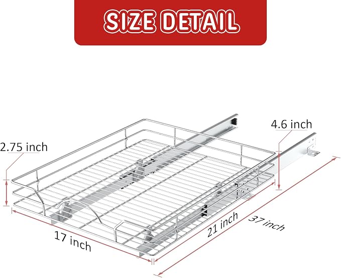 LOVMOR Pull Out Cabinet Organizer and Storage 17" W x 21" D, Slide Out Shelves for Kitchen Cabinets - Image 4