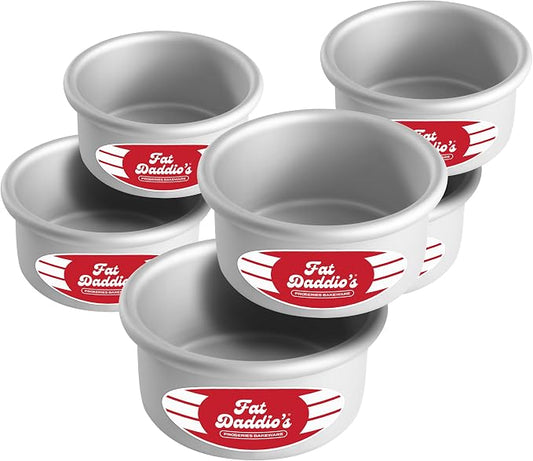 Fat Daddio's PRD-42CASE Anodized Aluminum Round Cake Pan, 4 x 2 inch, Set of 6 by FatDaddios