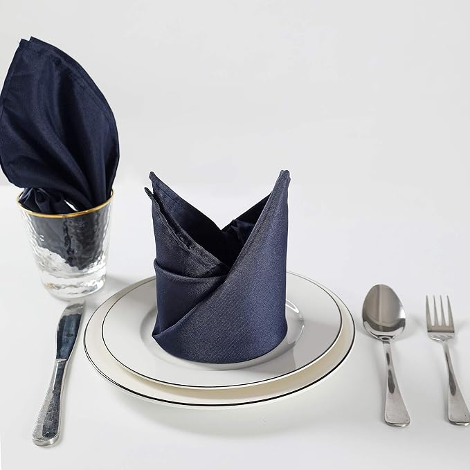 Cloth Napkins 20x20 inch Washable Polyester Dinner Napkins Soft Table Napkins for Wedding Party Dining Banquet(Navy,12PCS) - Image 5