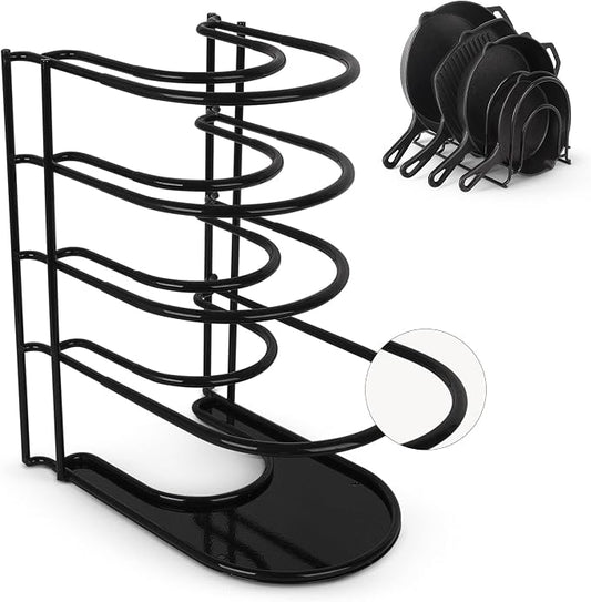 Cuisinel Pan Organizer for Cast Iron, Silicone-Coated 12" Skillet Rack by Cuisinel