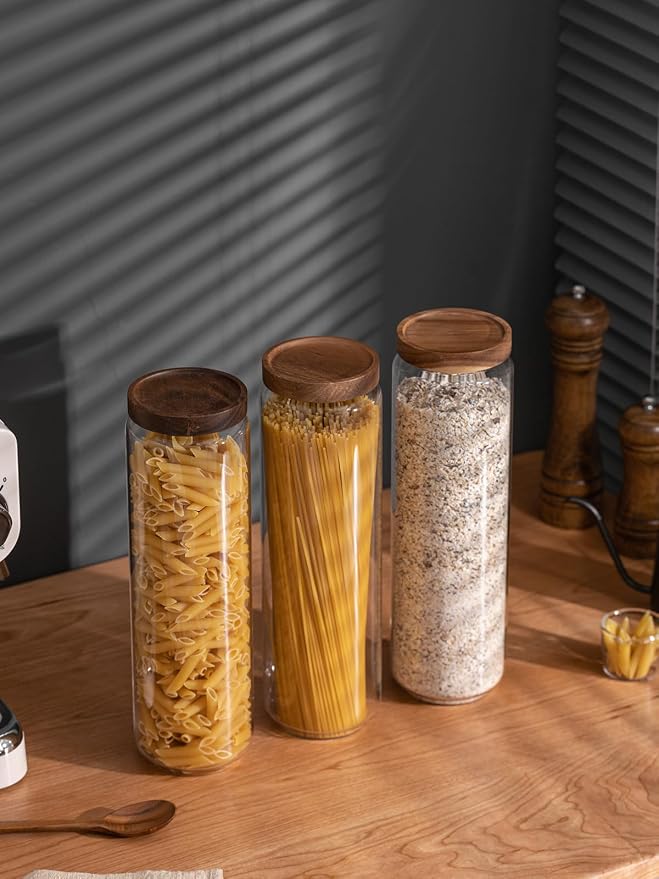Kanwone Airtight Food Storage Containers Set of 3, 54 Ounce Glass Storage Containers with Bamboo lids, Clear Glass Canisters for Pantry, kitchen, Flour, Sugar, Tea, Coffee, Cookies, Spice and Herbs - Image 7