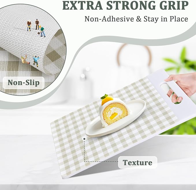 Shelf Liner for Kitchen Cabinets and Drawers, 18" x 360" Green Grid | Non-Adhesive Design, Waterproof & Non-Slip Protection, Easy Cut to Fit, Washable and Reusable, Pantry Storage - Image 2