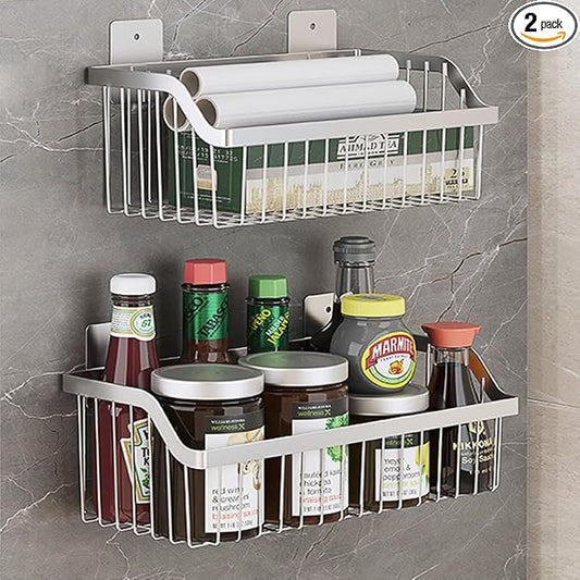 2 Set Fruit Basket for Kitchen, Pantry Kitchen Organizers and Storage, SUS304 Stainless Steel Wire Wall Basket, Onion Potato Vegetable Storage for Countertop Floor Cabinet Shelf by kaileyouxiangongsi