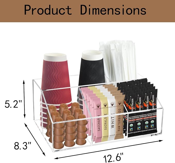 Acrylic Coffee Bar Station Organizer Countertop for Sugar Tea Packets Clear - Image 4