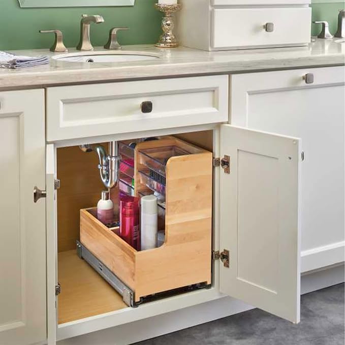 Rev-A-Shelf 30" Wood Vanity Sink Pullout Organizer Cabinet Storage with Soft-Close for Kitchen or Bathroom, Min Opening Width of 12", Maple Wood, 441-15VSBSC-1 - Image 9