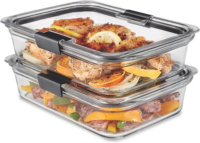 Rubbermaid Brilliance Glass Food Storage Containers, 8 Cup, Set of 2, BPA-Free, Leak-Proof, Clear by Unknown