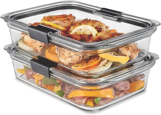 Rubbermaid Brilliance Glass Food Storage Containers, 8 Cup, Set of 2, BPA-Free, Leak-Proof, Clear by Unknown