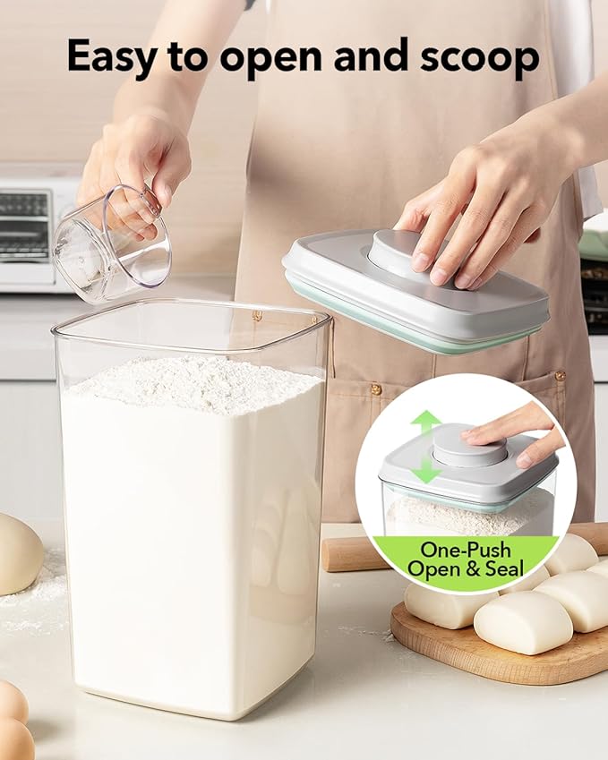 Airtight Pop Food Storage Container with Lid & 130ml Scoop, 4L/4.2qt BPA-Free Cereal, Rice, Flour, Pasta & Snack Container, Stackable & Durable,Kitchen Pantry Organizer - Image 2