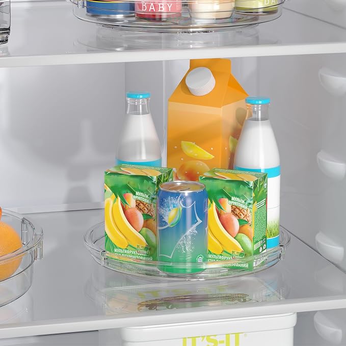 LAMU 4 Pack 9.25in Lazy Susan Organizer, Clear Lazy Susan Turntable for Cabinet, Refrigerator, Table Top, Kitchen, Bathroom, Pantry Organizers and Storage - Image 5
