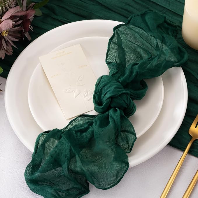 Cheesecloth Napkins Emerald Green Cloth Napkins Bulk,Set of 50 | 21''x21'',Washable Boho Table Gauze Fabric Napkins,for Wedding Baby Bridal Shower Dinner Party Decor - Image 5