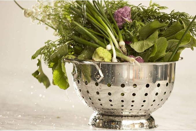 All-Clad Tools and Accessories Stainless Steel Colander 1.5 Quart Strainer, Pasta Strainer with Handle, Pots and Pans Silver - Image 4