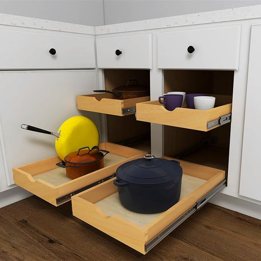 Elysian Pull-Out Tray Organizer, 17" W × 21" D Sliding Storage Drawer with Full-Extension 35mm Ball-Bearing Slides, Roll-Out Shelf for Kitchen Cabinet Organization by Elysian