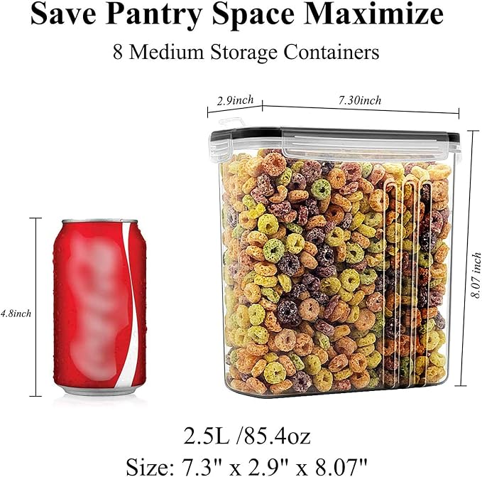Wildone 8pcs Airtight Storage Containers and 6pcs Cereal Storage Containers - Image 4