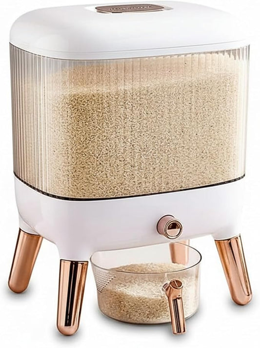 FromUS2U Rice Container, 25 Lbs Airtight Grain Dispenser, Large Cereal Dispenser Countertop for Kitchen Space-Saving Food Bin with Easy Pour Design for Pantry Organization by Unknown
