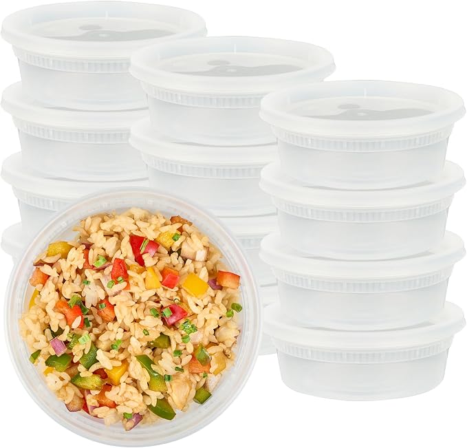 Restaurantware-Asporto 8 Ounce To Go Boxes, 25 Microwavable Round Soup Containers - Clear Plastic Lids Included, Do Not Contain BPA, Clear Plastic Catering Food Containers, Disposable - Image 2