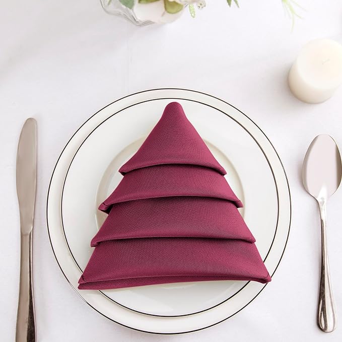 Bailarina Cloth Napkins Set of 80,17x17 inches Dinner Napkins Cloth Washable,Polyester Square Table Cloth Napkin Bulk with Hemmed Edges Ideal for Banquets, Parties and Weddings-Burgundy - Image 3
