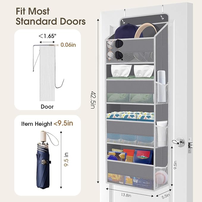 2 Pcs Over The Door Organizer Large Capacity Hanging Storage Room Organizer | 40 lb Capacity, Ultra-Sturdy, Foldable, Mesh Design with Clear Window, Space-Saving Organizer for Pantry, Nursery & Closet - Image 2