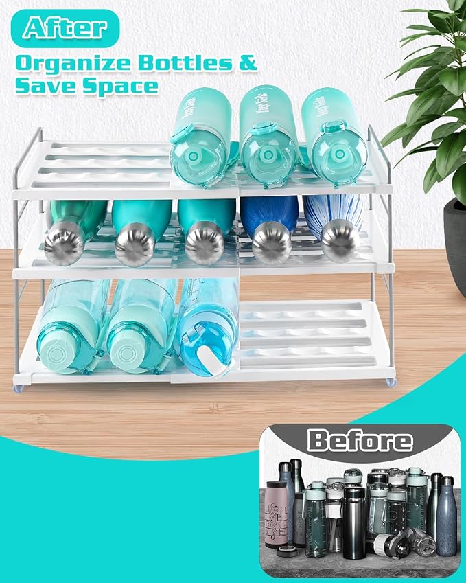 Cirhy 3-Tier Expandable Water Bottle Organizer Holder for 12-40oz Tumblers | Adjustable Cup Organizer Rack for Stanley, Owala and Yeti Oragnizer, Kitchen Cabinets and Pantry Organization - Image 6