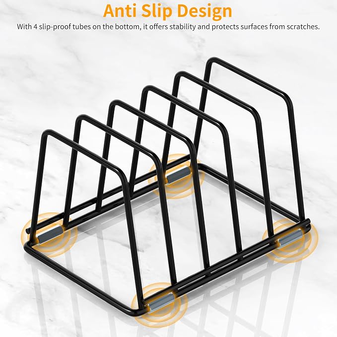 Cutting Board Organizer Kitchen Organizer Rack for Cutting Board, Bakeware, and Cookie Sheet, 5-Slot Heavy-Duty Steel Cookware Holder,Rust-Resistant with Anti-Slip Feet (1, Small) - Image 6