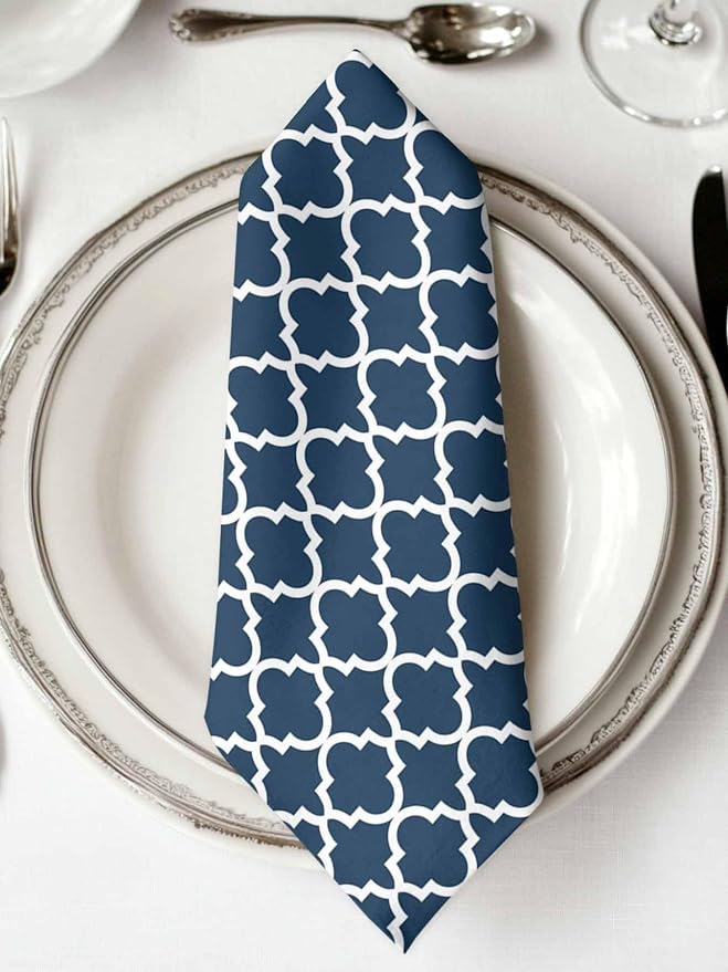 Cloth Napkins Set of 6-20x20 Inches, Lake Blue Moroccon Washable Reusable Table Napkins, Minimalist Ethnic Bohemian Aesthetic Soft & Absortbent Dining Napkin for Party Wedding Hotel Restaurant - Image 2