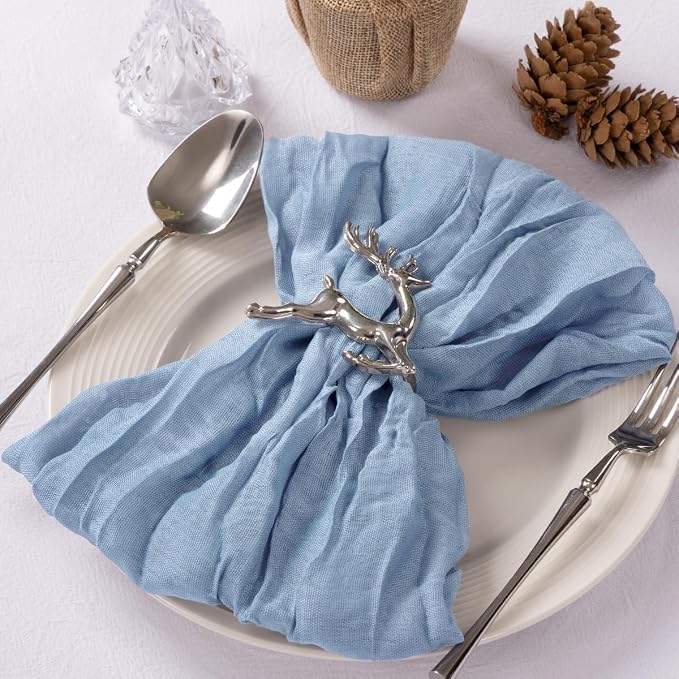 Cloth Napkins Set of 100 21"x21" Reusable Cheesecloth Napkins Dusty Blue | Boho Rustic Dinner Napkins Washable Gauze Table Napkins Cloth Hemmed Edges for Wedding Bridal Shower Family Gathering Decor - Image 5