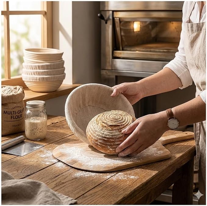 6 Pack Mini Round Banneton Proofing Basket Set 5 Inch, Natural Rattan Small Sourdough Bread Baskets with Linen Liners, Dough Baking Bowls for Professional & Home Bakers - Image 7
