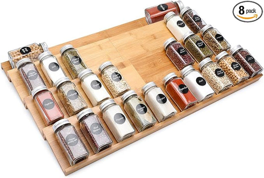 Bamboo Spice Drawer Organizer, 4 Tier Expandable From 13" to 26" by DEWVIE