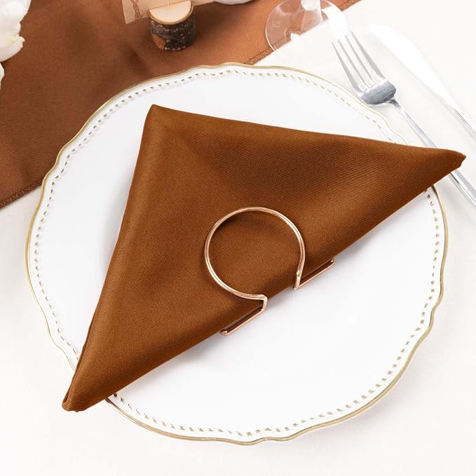 Efavormart Premium Cloth Napkins Set of 10, 20x20 Inch Brown Seamless Dinner Napkins, Washable Linen Table Napkin Cloth with Hemmed Edges for Weddings, Party and Banquet - Image 9