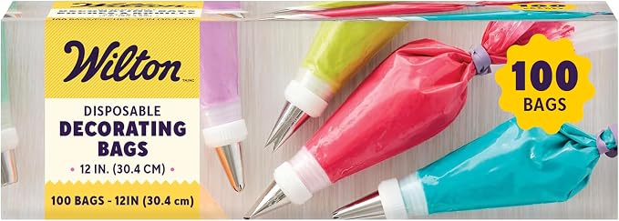 Wilton Disposable Decorating Bags, Piping Icing, 100-Count | Single-Use Piping Bags Fit All Standard Couplers & Tips, No Cleanup Required, Perfect for Icing, Frosting & Cake Decorating by Wilton