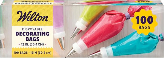 Wilton Disposable Decorating Bags, Piping Icing, 100-Count | Single-Use Piping Bags Fit All Standard Couplers & Tips, No Cleanup Required, Perfect for Icing, Frosting & Cake Decorating by Wilton