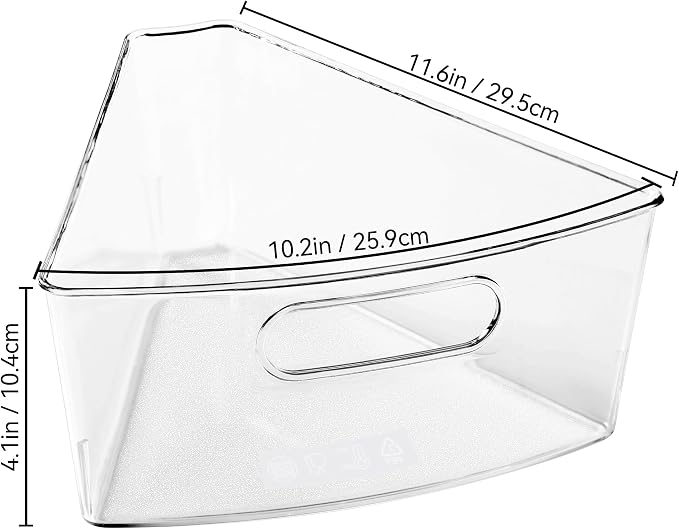 Oubonun Lazy Susan Organizers Set of 6, 11.6’’ x 10.2’’ x 4.1’' Plastic Transparent Kitchen Cabinet Storage Bins with Handle, 4.1" Deep Container, 1/8 Wedge - Food Safe, without BPA - Image 6