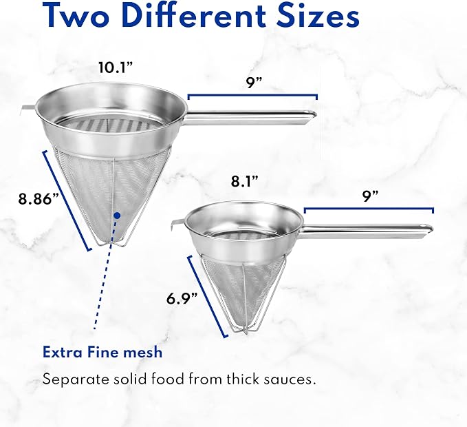 New Star Foodservice Chinois Mesh Strainer, Stainless Steel, Reinforced, Extra Fine Mesh, 10-Inch - Image 8