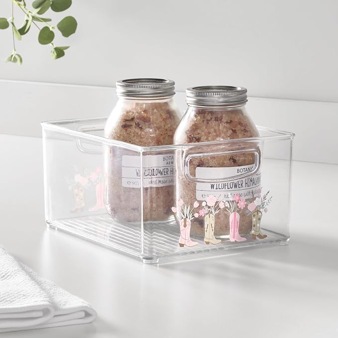 iDesign Bathroom Organizer Bin, Clear/Western | Decorative Print, Stackable, Plastic Storage Basket, For Makeup & Vanity Organization - Image 5