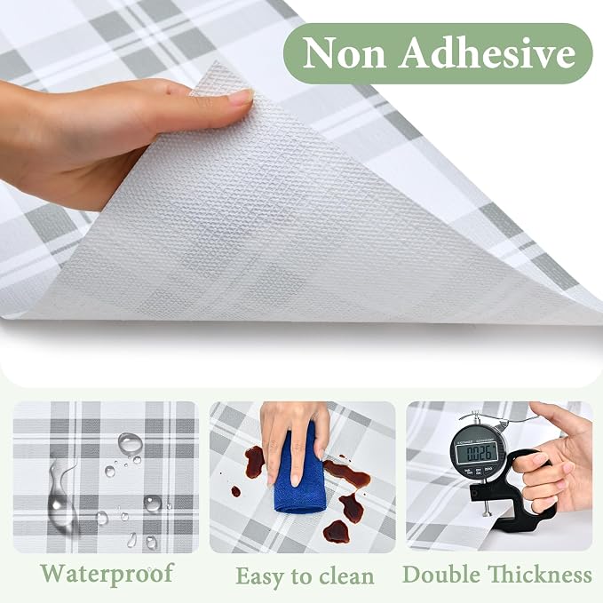 Drawer and Shelf Liner for Kitchen Cabinet: 17 in X 20 Ft Non Slip | Waterproof Shelf Paper Non Adhesive Refrigerator Liners Light Grey Lattice Easy Liners for Bathroom - Image 5
