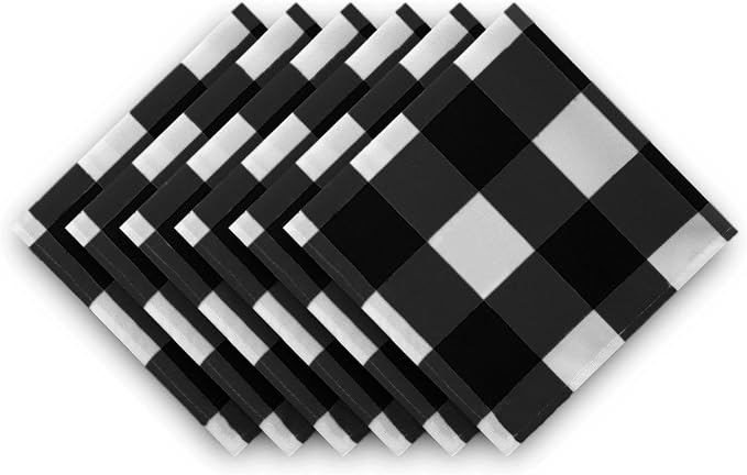 Buffalo Plaid Table Napkins Set of 25 Checkered Cloth Napkins 17x17 inch Washable Dinner Gingham Pattern Napkins Soft Napkins for Wedding Party Dining Banquet(Black and White) - Image 4