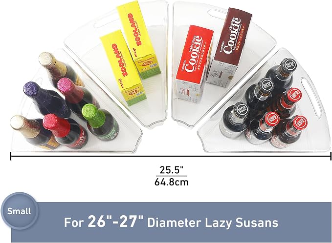 Leeden Lazy Susan Organizer for 26" Diameter Corner Lazy Susan, Plastic Kitchen Cabinet Storage Bins with Handle, 4 Packs, 1/8 Wedge - Food Safe, BPA Free - Image 5