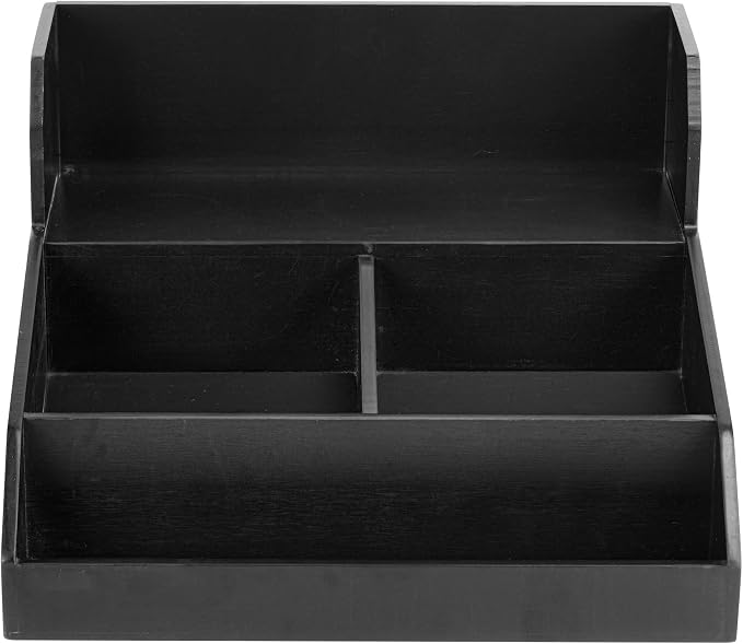 Restaurantware Coffee Cup Organizer 15 x 14.25 x 9.25 Inch Multipurpose Bamboo Condiment Holder Black Countertop Cup and Lid Organizer for Coffee Shops and Office Break Rooms - Image 11