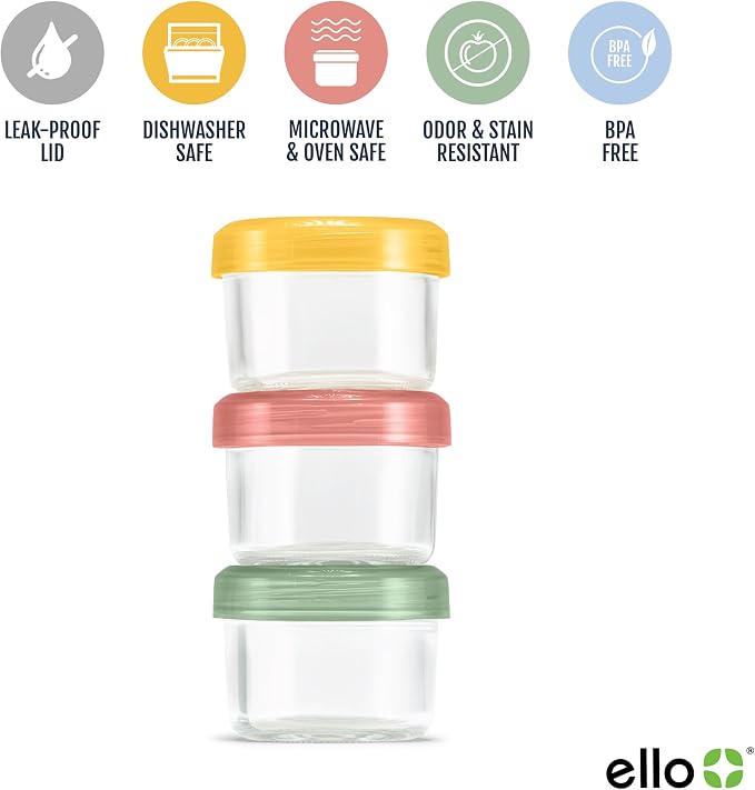 Ello Color Lock Glass Meal Prep Sets Leak-Proof Glass Food Storage Containers with Airtight BPA-Free Plastic Lids, Dishwasher, Microwave, and Freezer Safe - Image 3