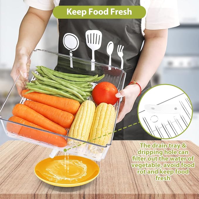 10 Pack Stackable Fridge Organizers and Storage Bins with Lids for Kitchen | PBA-Free Refrigerator Pantry Organizer Bins, Clear Plastic Food Storage Bins for Cabinets, Fruits, Vegetables, Cereals - Image 5