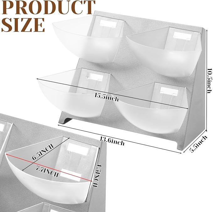 DoubleFill 15.5''x10''x 10.5'' Coffee Condiment Packet Organizer with 4 Removable Compartments Steel Coffee Caddy Station Creamer Sugar Tea Holder for Bar Countertop Office Kitchen Accessories(Silver) - Image 2
