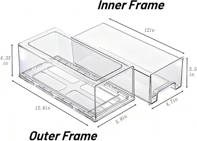 Clear Acrylic Stackable Storage Drawers, Plastic Refrigerator Organizer Bins with Handles for Undersink, Cabinet, Fridge, Closet, Pantry, Office, Bathroom, Kitchen(2 Pack) - Image 3