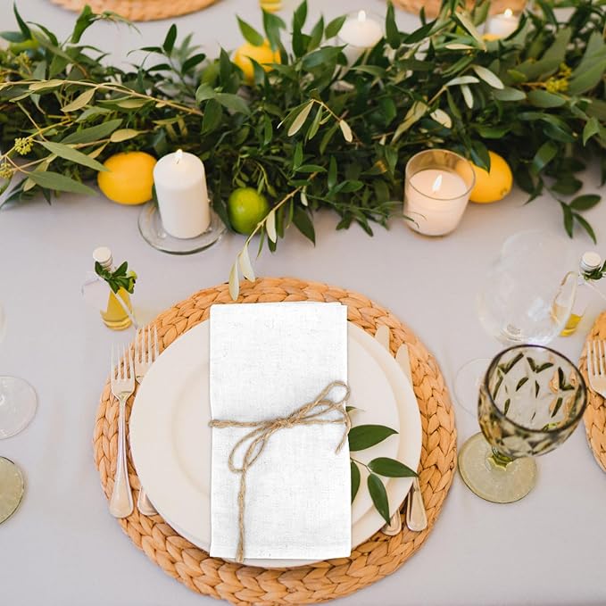 Christmas napkins, set of 12 fabric napkins 40 x 40 cm, white linen napkins, linen napkins, linen napkins, table decoration, washable napkins for - Image 3