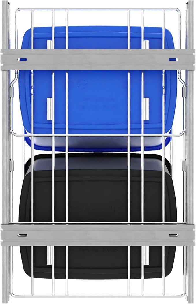Rev-A-Shelf Double Pullout Garbage Trash Cans for Kitchen Cabinets, 35 Qt | Large Capacity Waste/ Recycling Bins, Heavy Gauge Wire Construction, with Full Extension Slides, Blue/Black, RV-18KD-2218C-S - Image 7