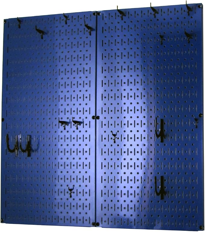 Wall Control Kitchen Pegboard Organizer Pots and Pans Storage Rack Organization Kit with Blue Pegboard and Black Accessories - Image 2