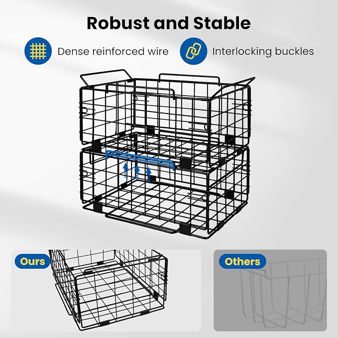 Reinforced Freezer Organizer Bins, 4 Pack Heavy Duty Metal Freezer Baskets, Stackable Deep Freezer Storage with Handles, Maximize Chest Freezer Space, No Assembly Required - Image 5