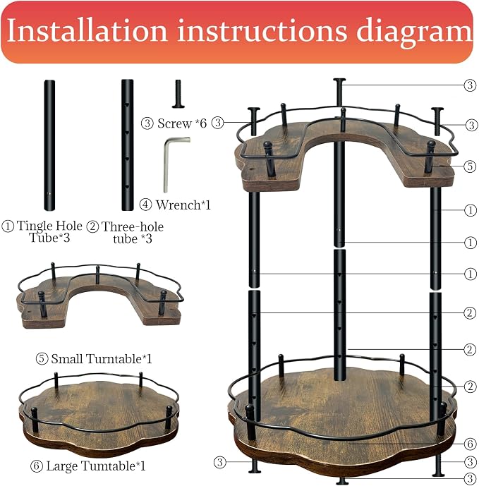 2 Tier Lazy Susan Organizer,2-Tier Spinning Spice Rack with Stable Carousel Base & 4 Height Settings for Cupboard Kitchen Countertop Dining Table Cupboard (Petal Shape) - Image 4